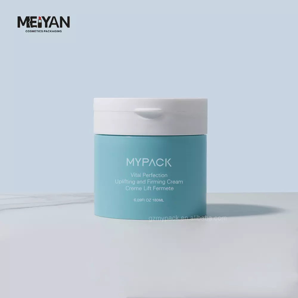 MYPACK matte bule 180ml double wall empty pp plastic cosmetic scrub cream toner pads cleansing balm jar with tweezer