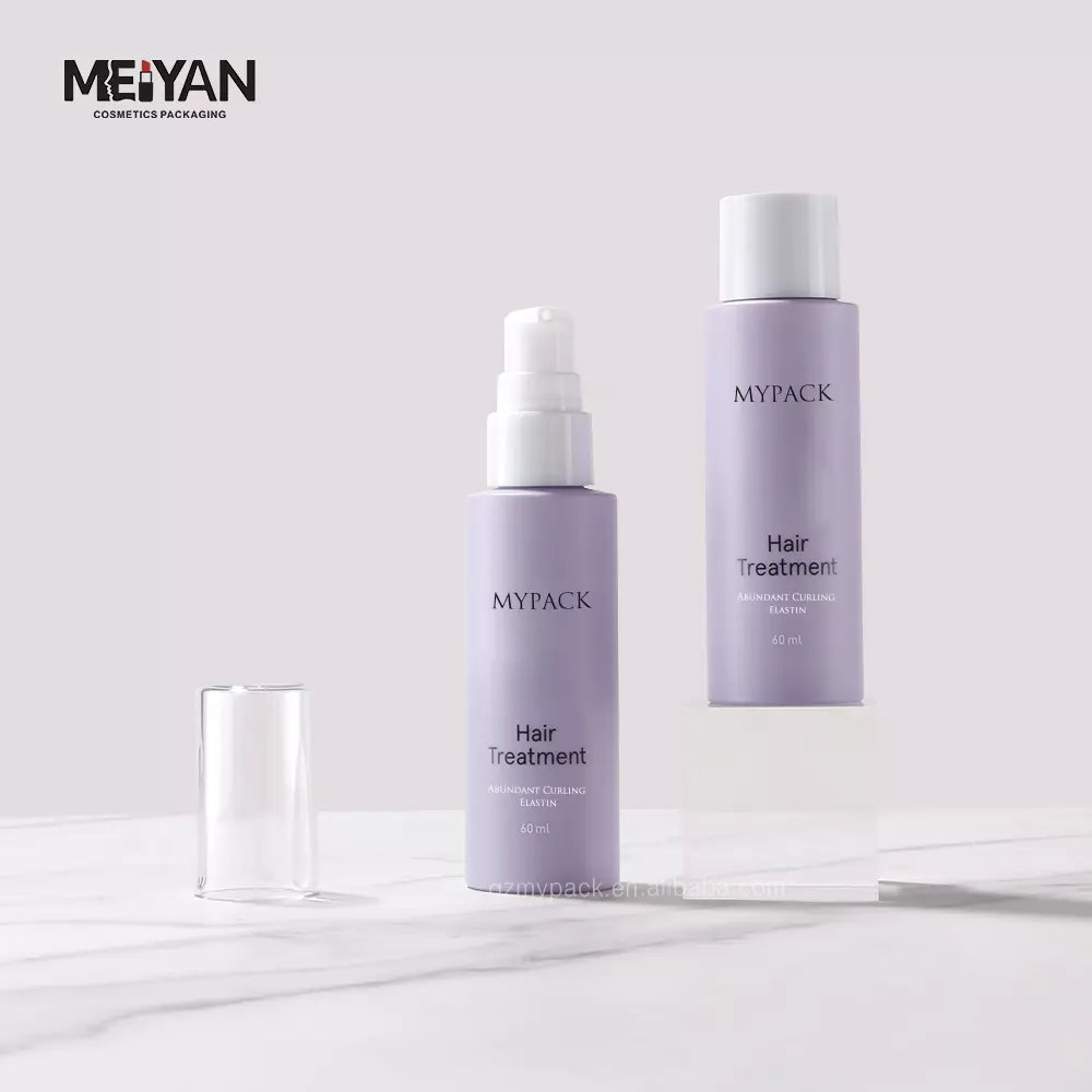 MYPACK custom purple matte round pet empty skincare toner lotion serum 60ml travel bottle container set