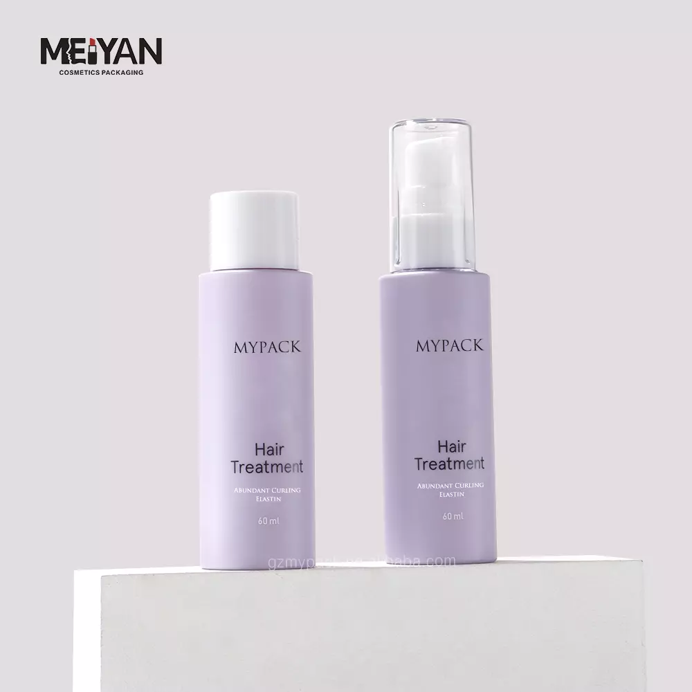 MYPACK custom purple matte round pet empty skincare toner lotion serum 60ml travel bottle container set