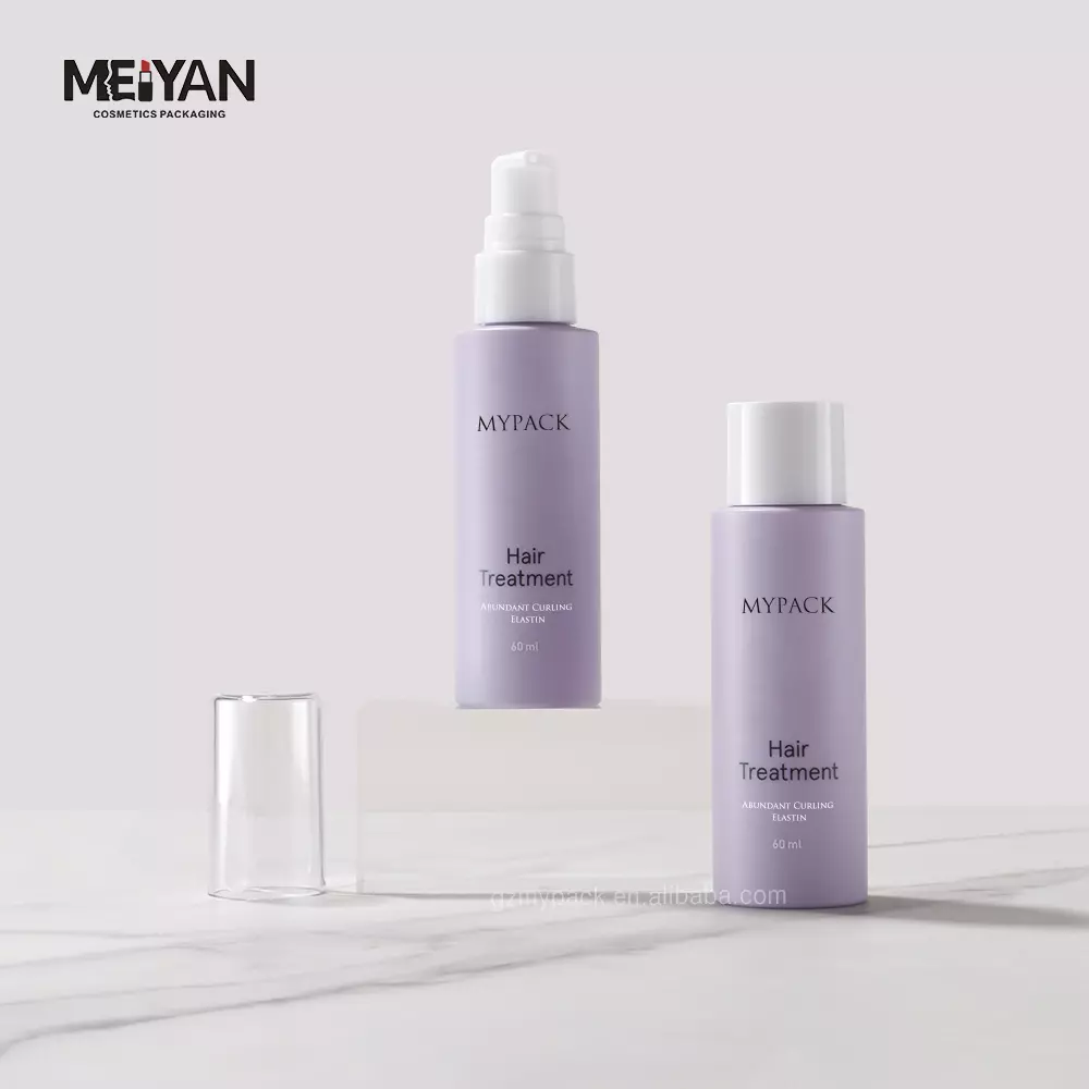 MYPACK custom purple matte round pet empty skincare toner lotion serum 60ml travel bottle container set