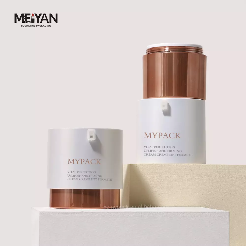 MYPACK luxury round ABS empty press airless cosmetic facial care cream jar with pump 15ml 50ml