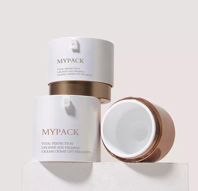 MYPACK luxury round ABS empty press airless cosmetic facial care cream jar with pump 15ml 50ml