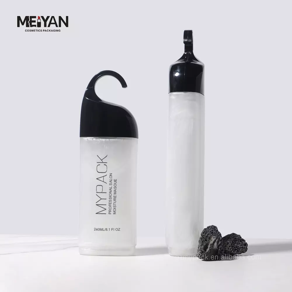 MYPACK custom 200ml 250ml 420ml pet clear bathroom shampoo body care plastic squeeze bottle cap with silicone valve