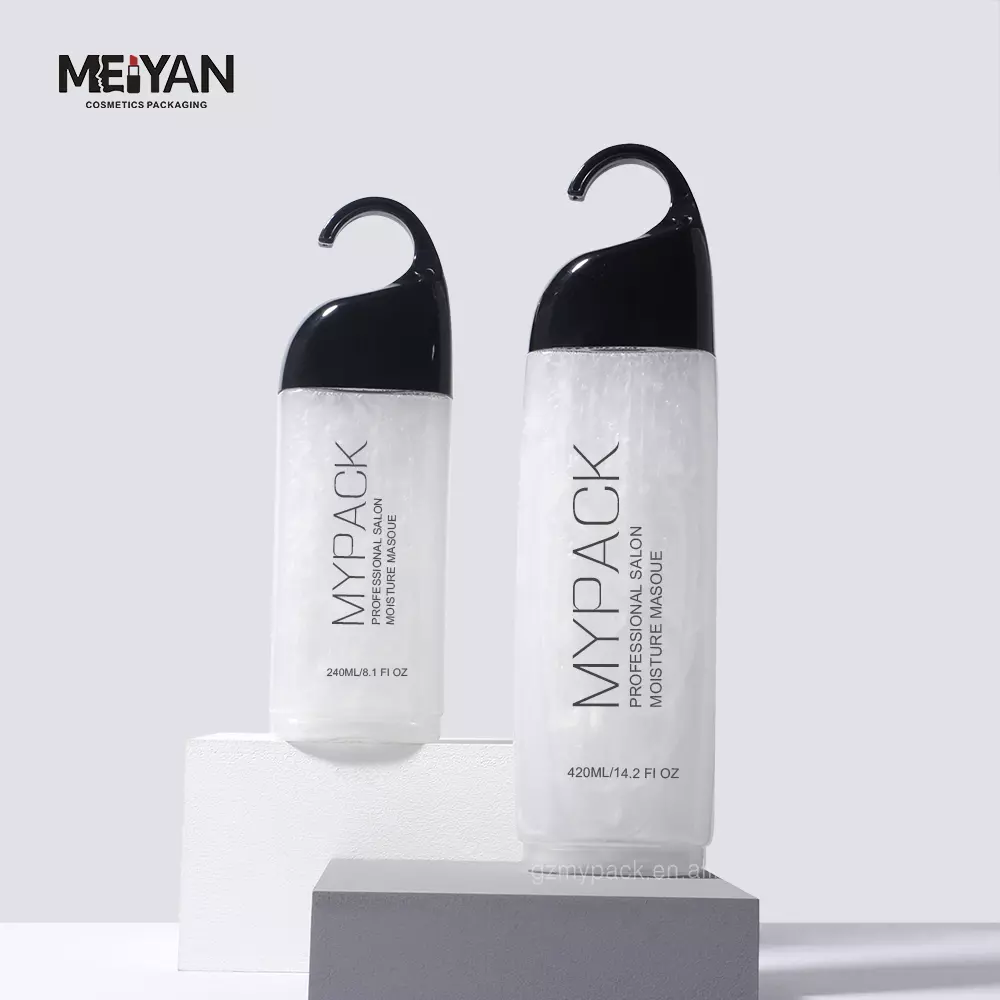 MYPACK custom 200ml 250ml 420ml pet clear bathroom shampoo body care plastic squeeze bottle cap with silicone valve