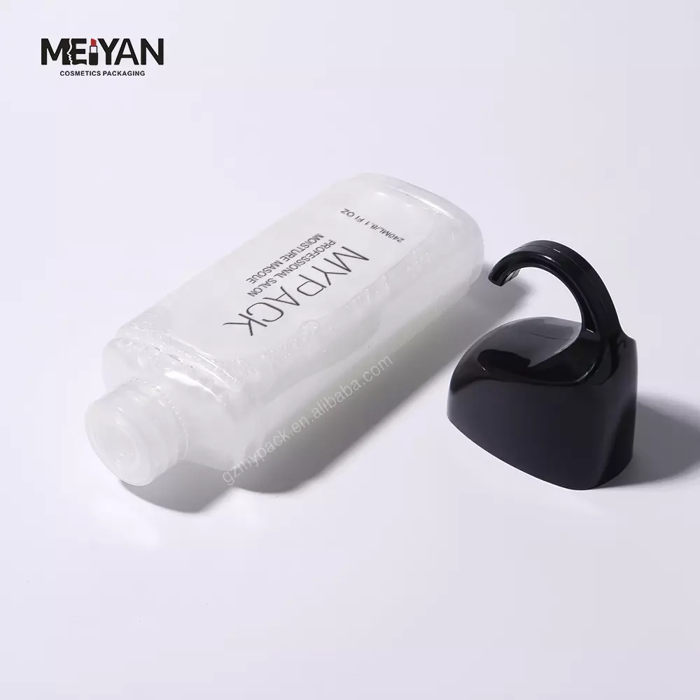 MYPACK custom 200ml 250ml 420ml pet clear bathroom shampoo body care plastic squeeze bottle cap with silicone valve