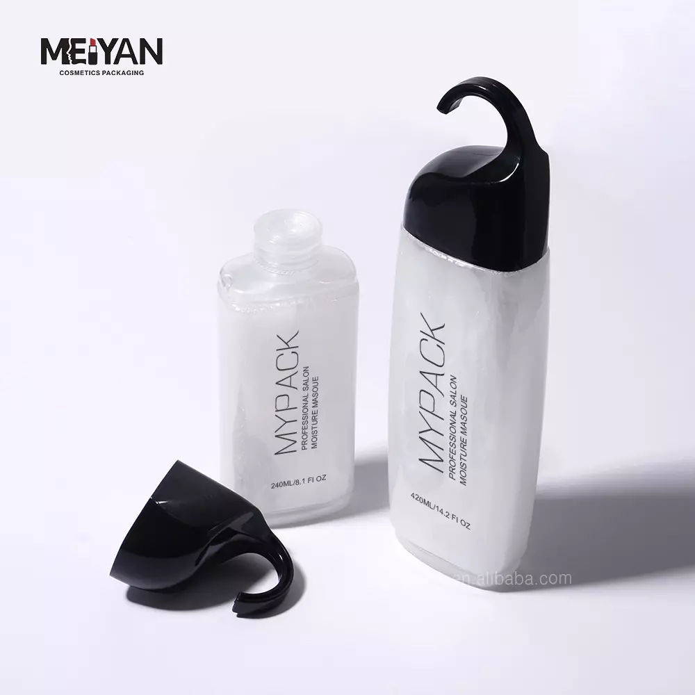 MYPACK custom 200ml 250ml 420ml pet clear bathroom shampoo body care plastic squeeze bottle cap with silicone valve