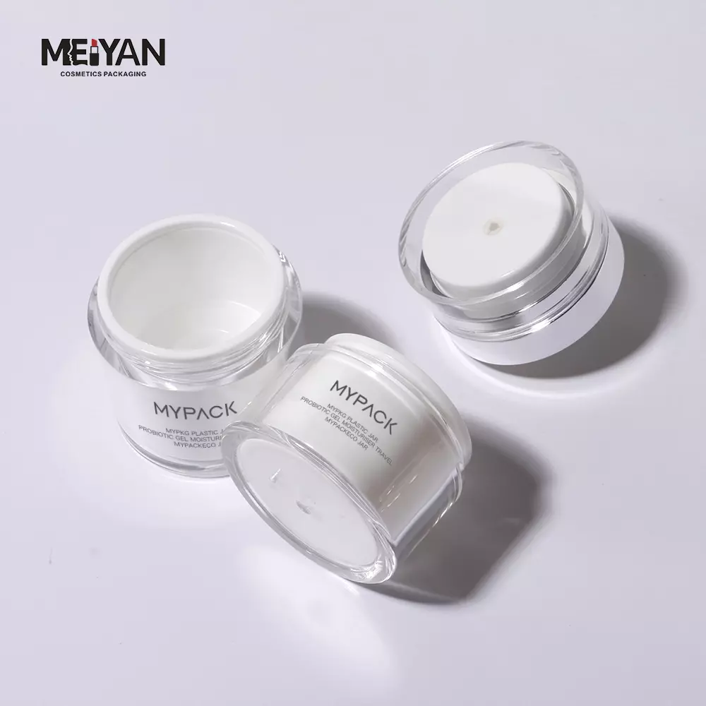 MYPACK 2024 new style packaging cosmetic jar 50g 30g 15g acrylic custom logo luxury double wall empty white color jar