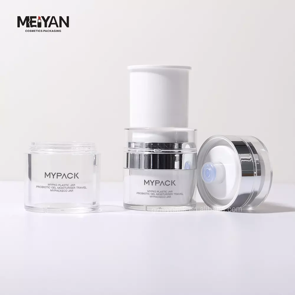 MYPACK 2024 new style packaging cosmetic jar 50g 30g 15g acrylic custom logo luxury double wall empty white color jar