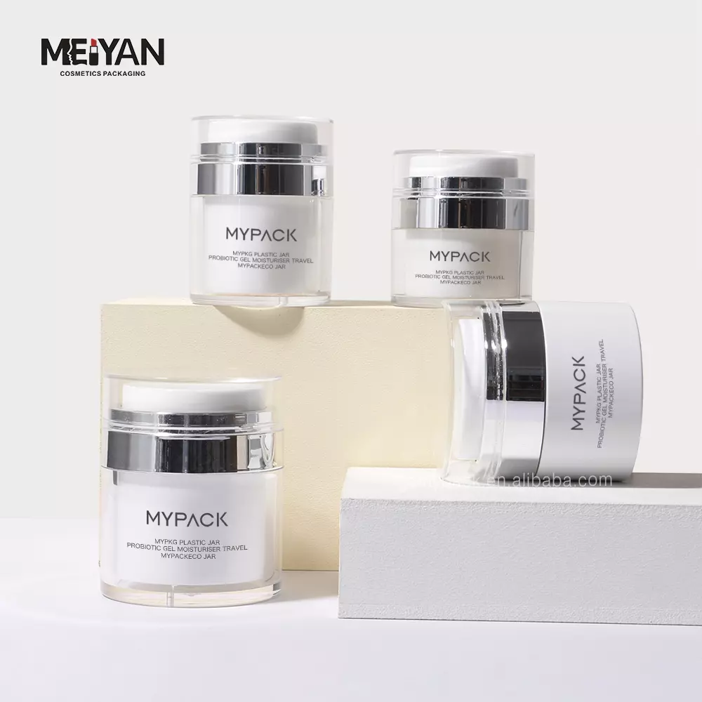 MYPACK 2024 new style packaging cosmetic jar 50g 30g 15g acrylic custom logo luxury double wall empty white color jar