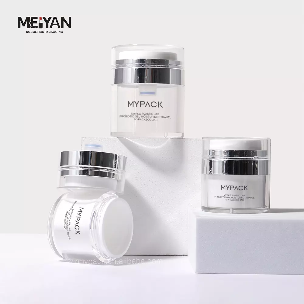 MYPACK 2024 new style packaging cosmetic jar 50g 30g 15g acrylic custom logo luxury double wall empty white color jar