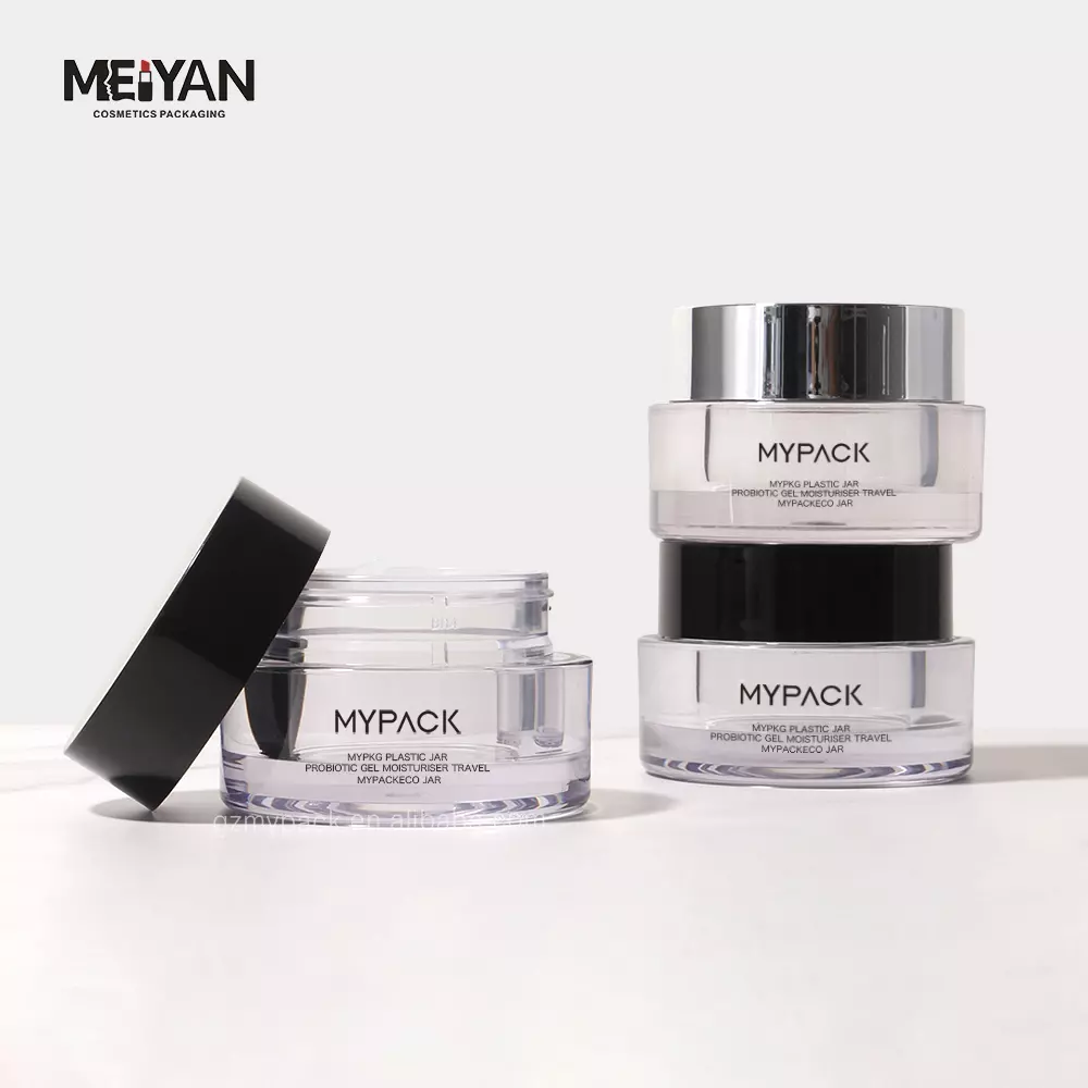 MYPACK custom empty double wall clear skincare round cosmetic acrylic cream jar container 50ml