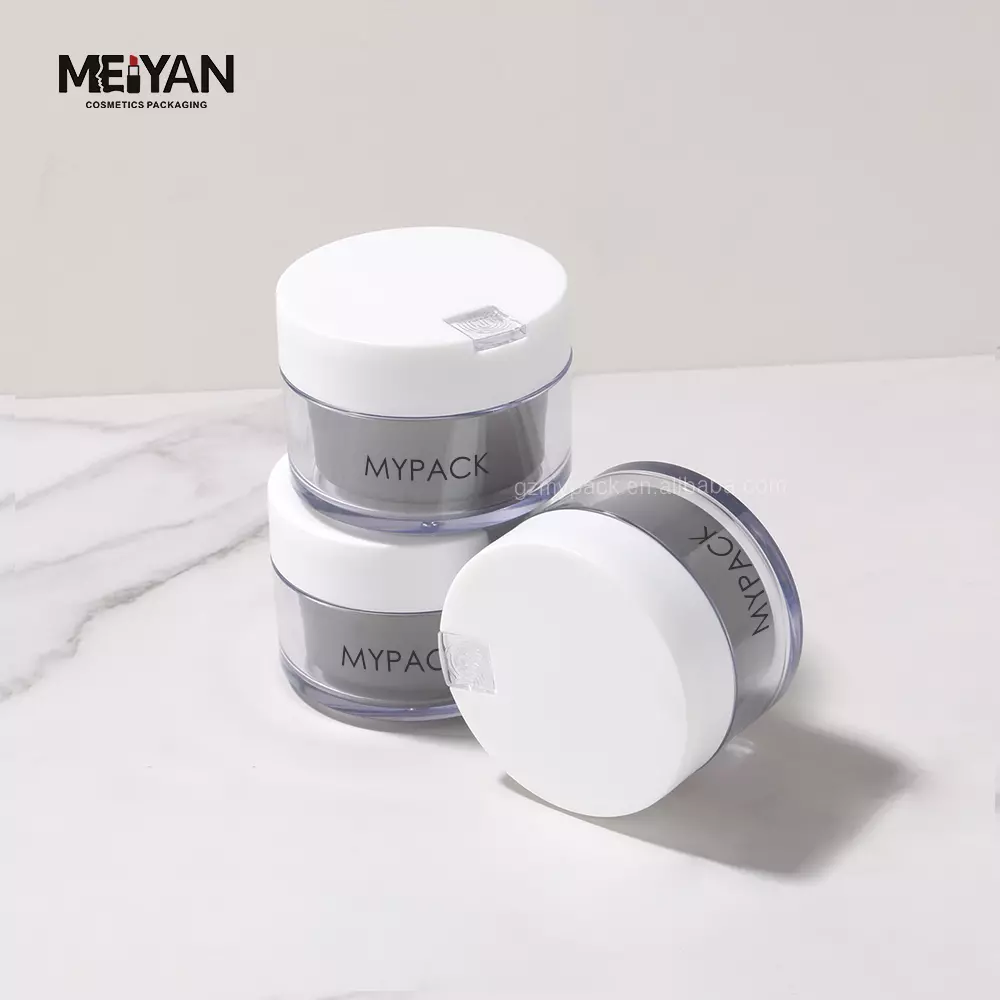 MYAPCK custom round clear grey ABS refill replacement face cream jars empty skincare containers plastic with spoon 100g