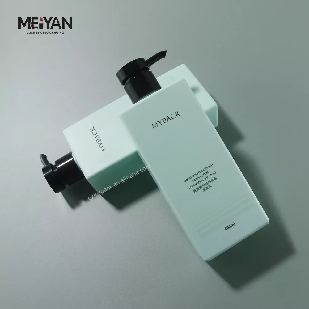 MYPACK green luxury 400ml shampoo shower gel bottle petg square plastic cosmetic packaging bottle for body lotion