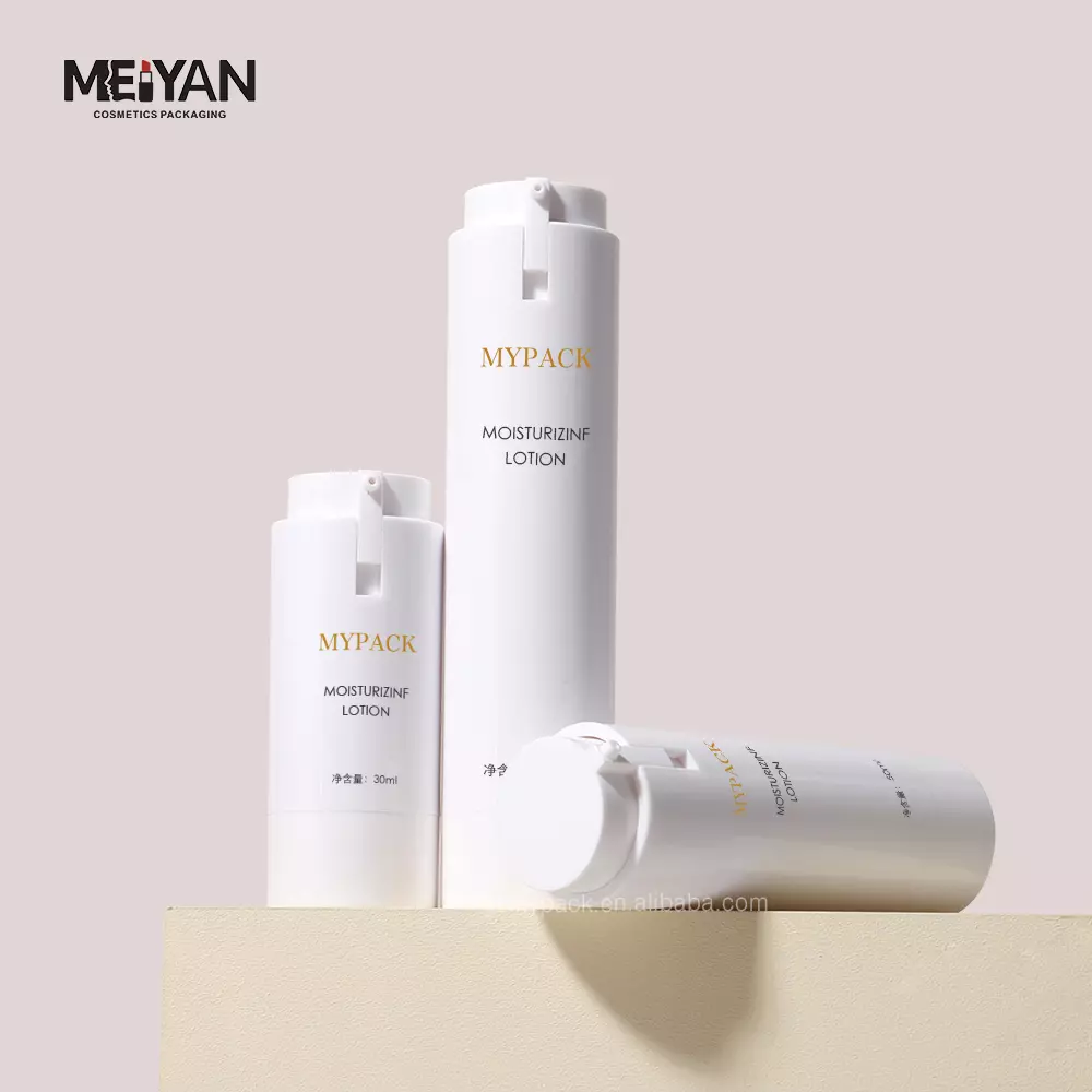 MYPACK ABS white empty 30ml 50ml 100ml refillable twist cosmetic liquid toner essential oil lotion plastic airless pump bottle