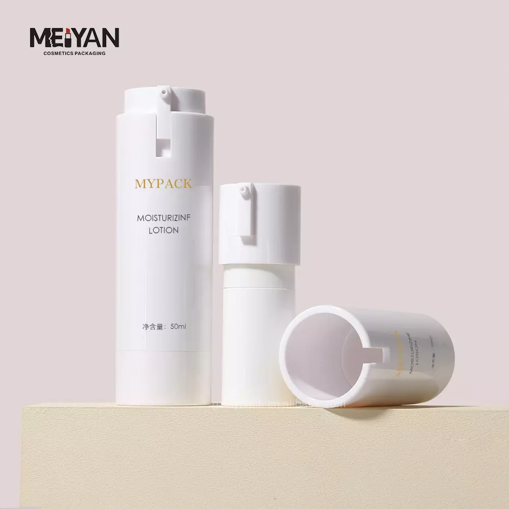 MYPACK ABS white empty 30ml 50ml 100ml refillable twist cosmetic liquid toner essential oil lotion plastic airless pump bottle