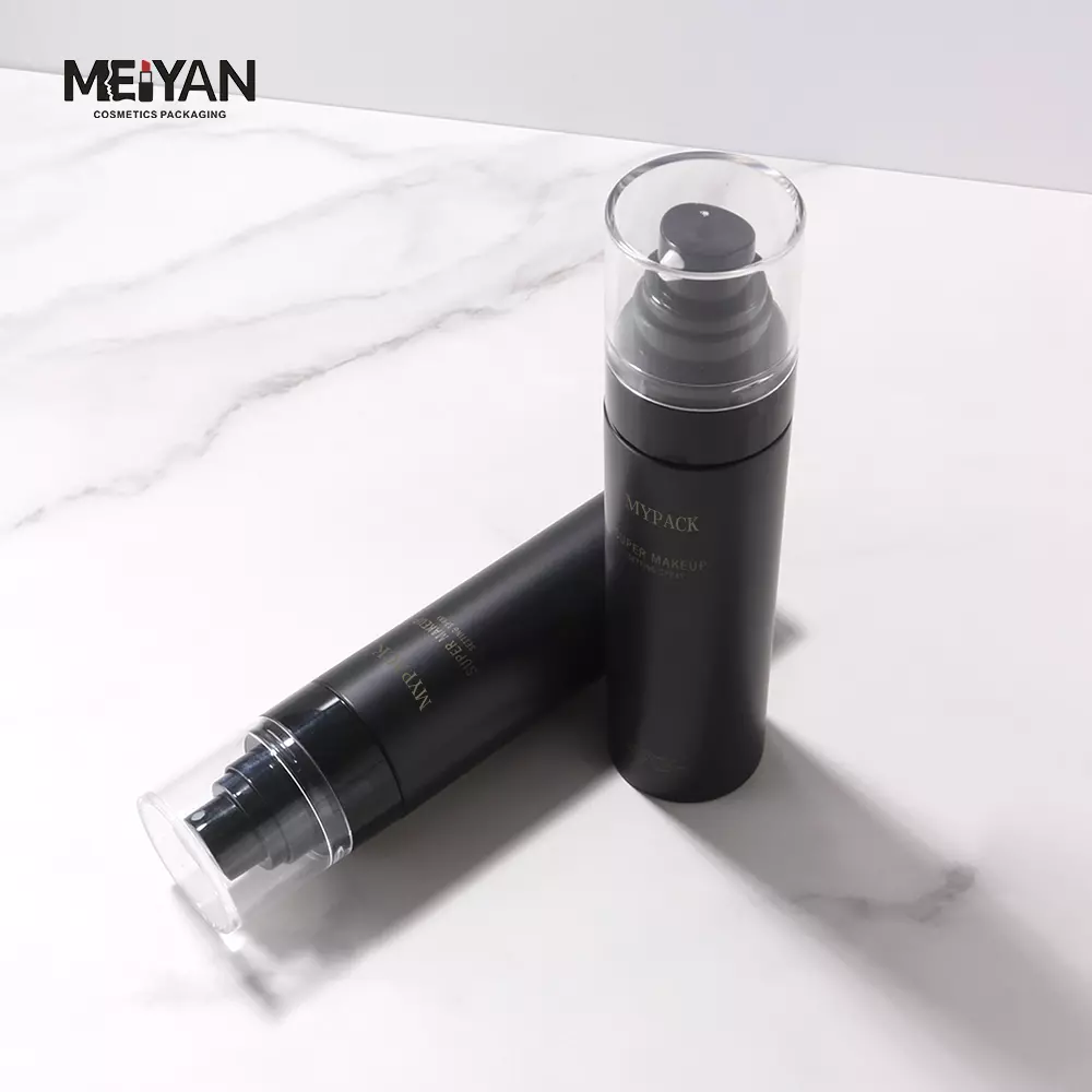 MYPACK custom round matte black empty facial cleanser pet plastic mist spray bottle lotion pump bottles 100ml