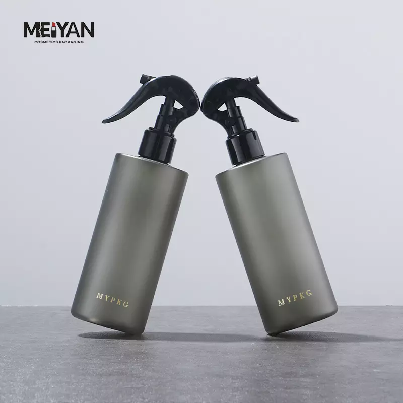 MYPACK custom clear dark tan pet plastic cosmetic fine mist spray bottle 300ml 500ml hair spray bottle with trigger