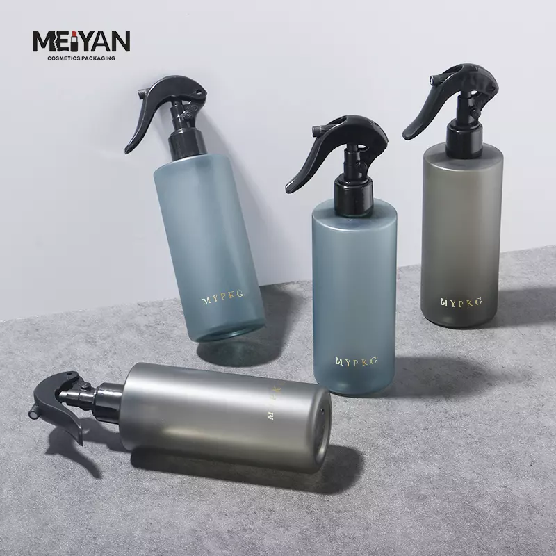 MYPACK custom clear dark tan pet plastic cosmetic fine mist spray bottle 300ml 500ml hair spray bottle with trigger