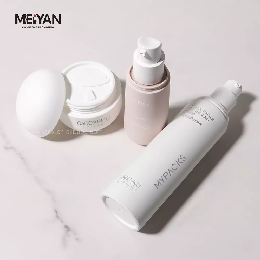 MYPACK custom PMU matte pink round replaceable face serum bottle biodegradable lotion dispenser bottle 30ml 120ml