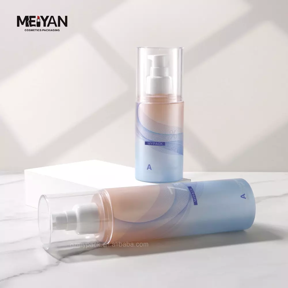 MYPACK luxury gradient pink blue frosted empty plastic shower gel skin care lotion bottle with pump 120ml 250ml