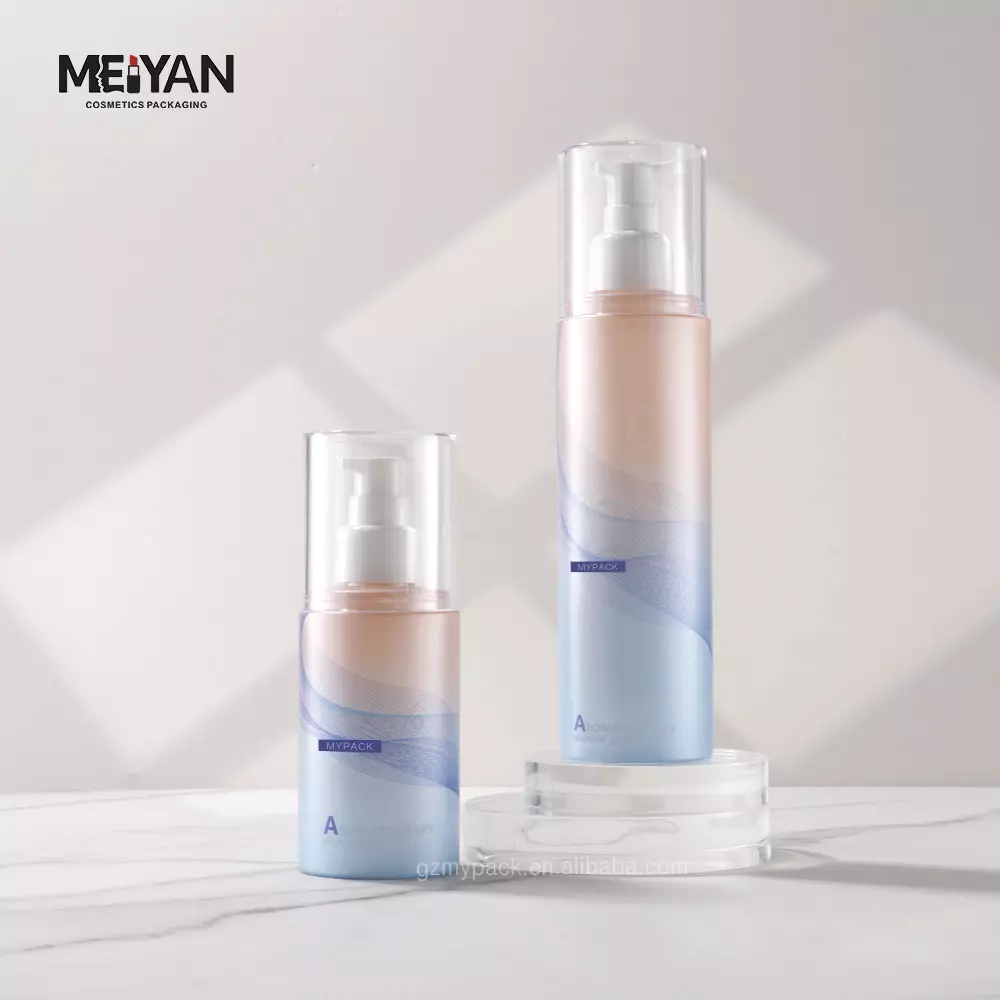 MYPACK luxury gradient pink blue frosted empty plastic shower gel skin care lotion bottle with pump 120ml 250ml