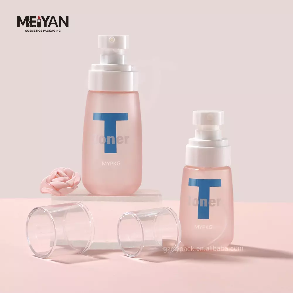 MYPACK customized empty 30ml 50ml 60ml frosted pink plastic travel petg cosmetic packaging bottles with pump