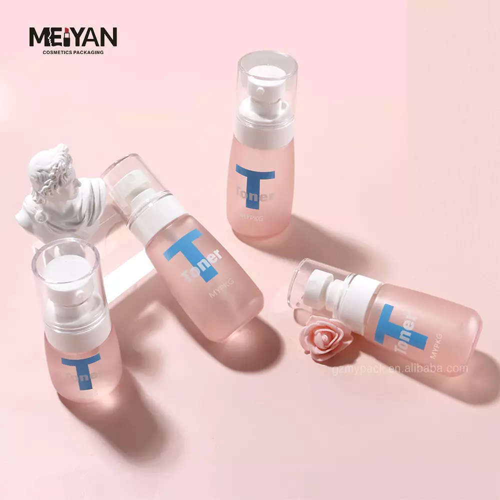 MYPACK customized empty 30ml 50ml 60ml frosted pink plastic travel petg cosmetic packaging bottles with pump