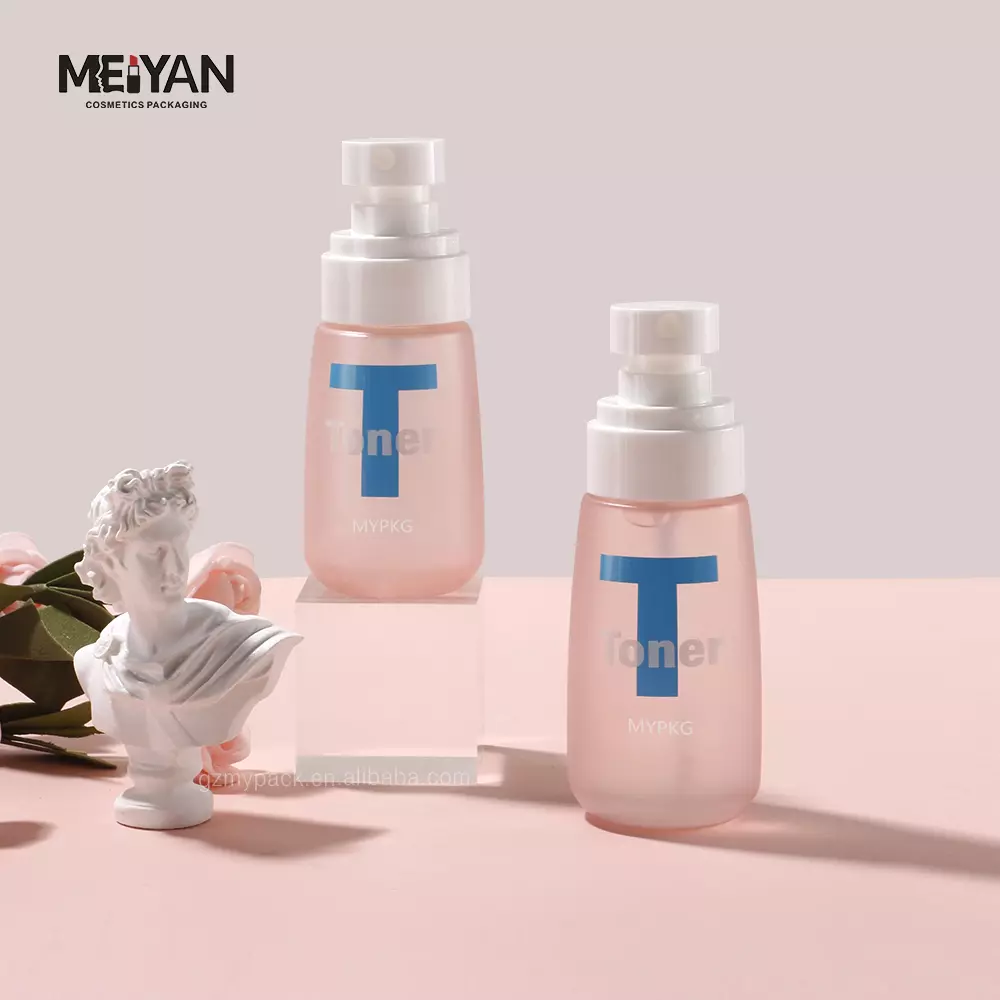 MYPACK customized empty 30ml 50ml 60ml frosted pink plastic travel petg cosmetic packaging bottles with pump