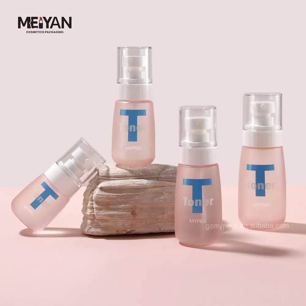 MYPACK customized empty 30ml 50ml 60ml frosted pink plastic travel petg cosmetic packaging bottles with pump