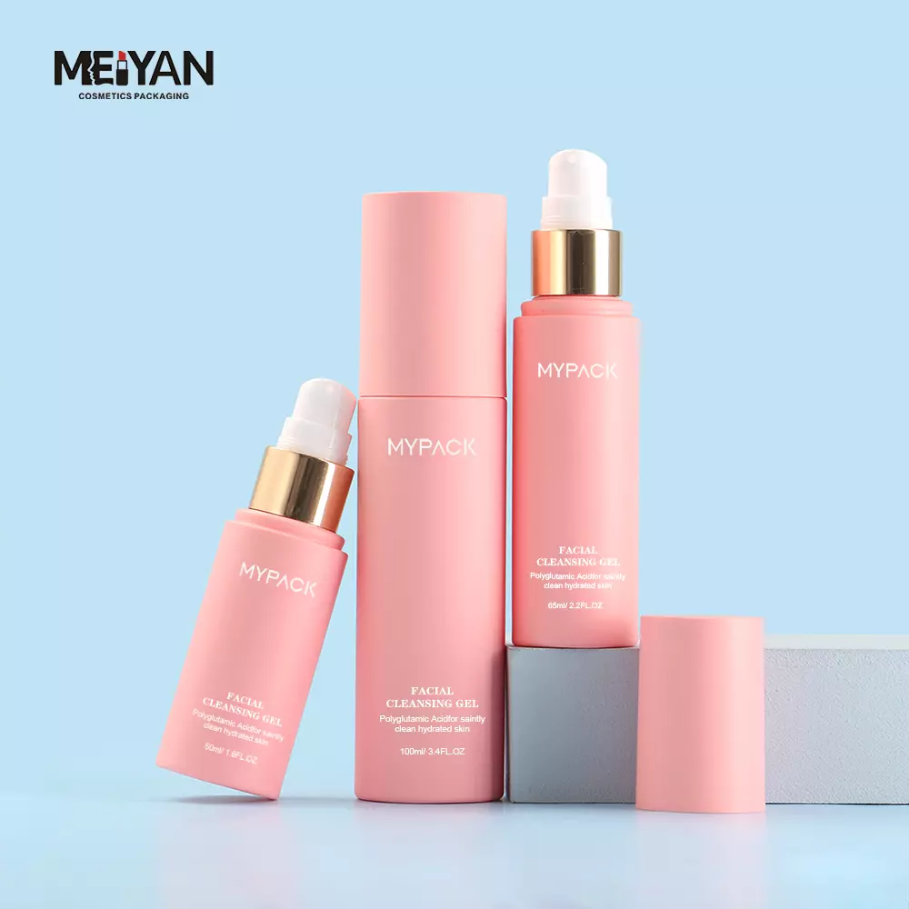 MYPACK luxury 50ml 100ml pink pet empty sunscreen oil skincare serum plastic pump bottle lotions and creams