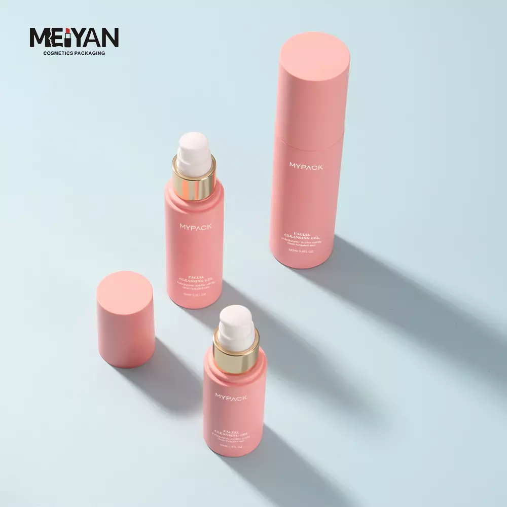 MYPACK luxury empty pet plastic skincare lotion pump serum travel size pink package bottle 50ml 100ml