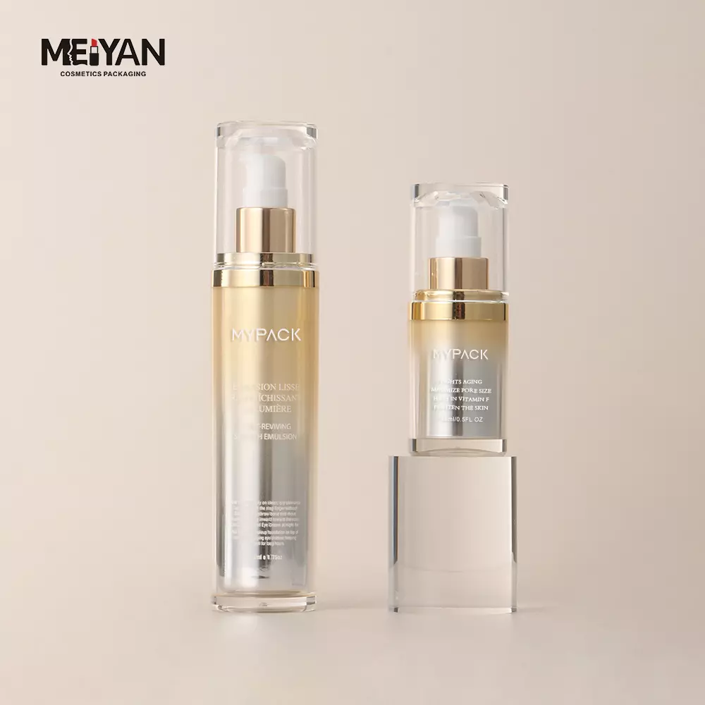 MYPACK luxury 15ml 30ml cosmetic container refillable airless serum moisturizer pump bottle with round diamond cap