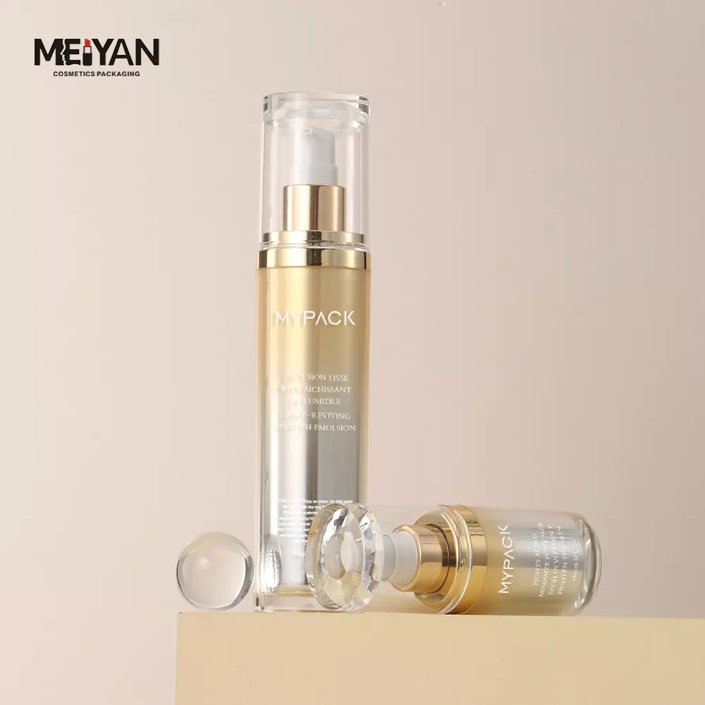 MYPACK custom refillable acrylic plastic cosmetic airless lotion bottle with round cap 15ml 30ml