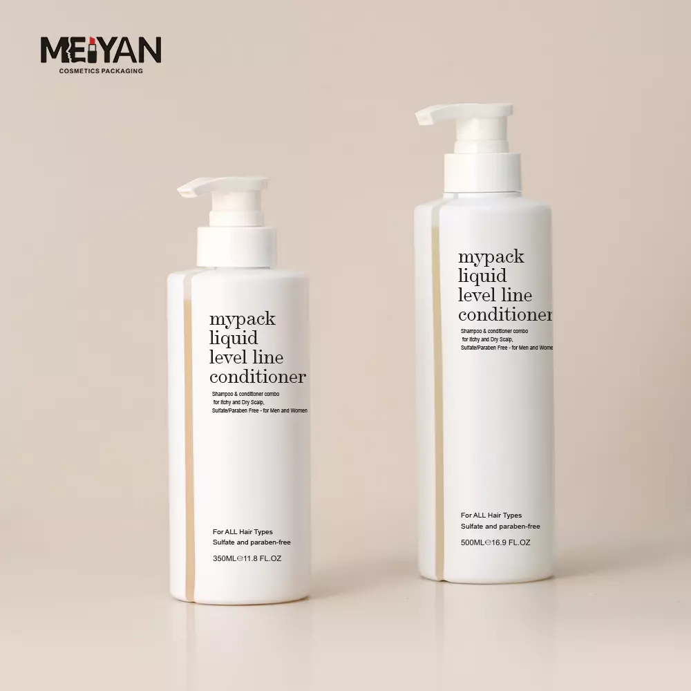 MYPACK luxury wholesale 10oz 250ml 300ml round flat shoulder hdpe empty plastic liquid level line body foam shampoo bottle white