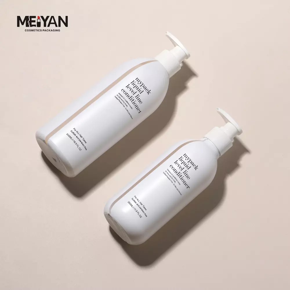 MYPACK luxury wholesale 10oz 250ml 300ml round flat shoulder hdpe empty plastic liquid level line body foam shampoo bottle white