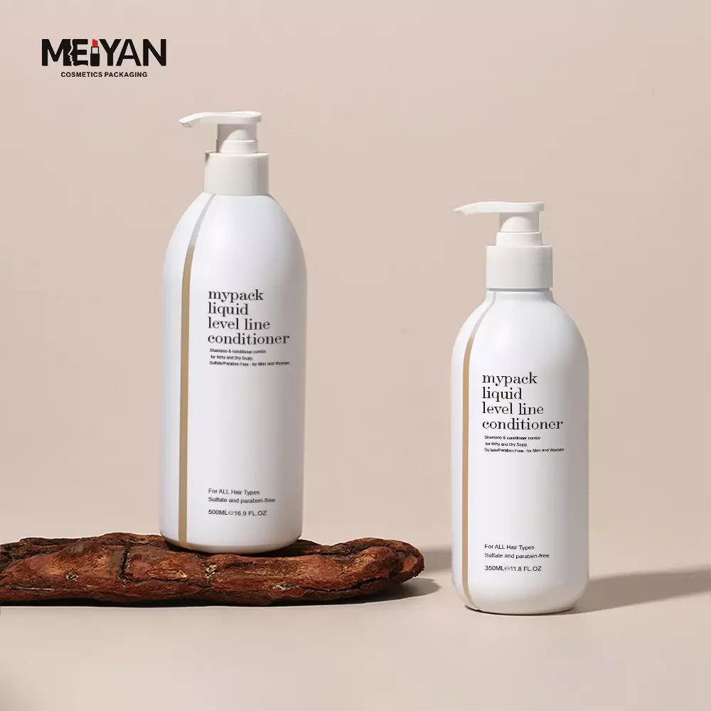 MYPACK luxury wholesale 10oz 250ml 300ml round flat shoulder hdpe empty plastic liquid level line body foam shampoo bottle white