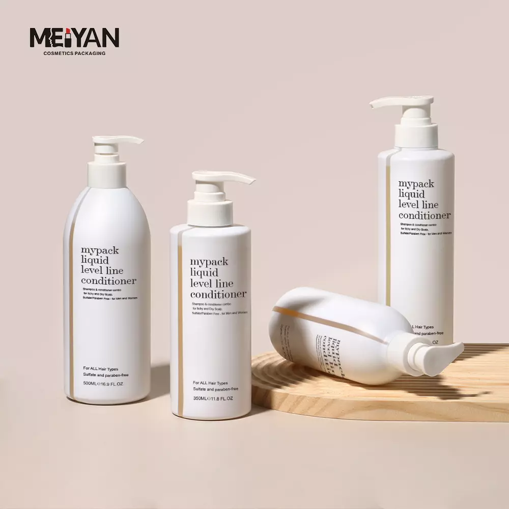 MYPACK luxury wholesale 10oz 250ml 300ml round flat shoulder hdpe empty plastic liquid level line body foam shampoo bottle white