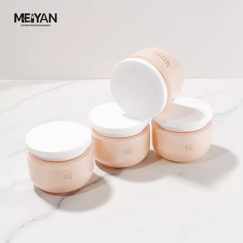 MYPACK luxury pet plastic face mask jar bowl shape pink cosmetic hair mask cream body butter jars 200ml 500ml