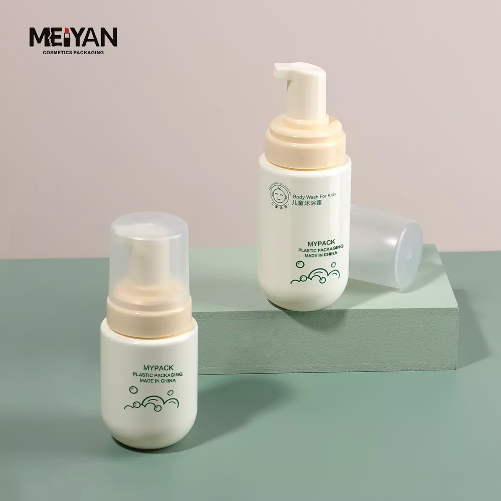 MYPACK pet bottle bottom round shape cute baby shampoo and body wash baby oil packaging bottle with pump 150ml 300ml 400ml