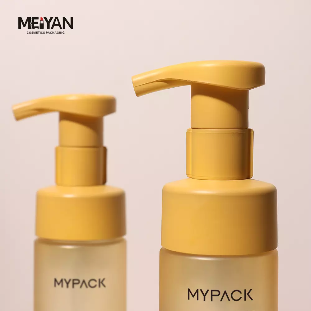 MYPACK new design pet clear frosted yellow 120ml 200ml 250ml round cylinder shampoo hand wash facial cleanser foam pump bottle