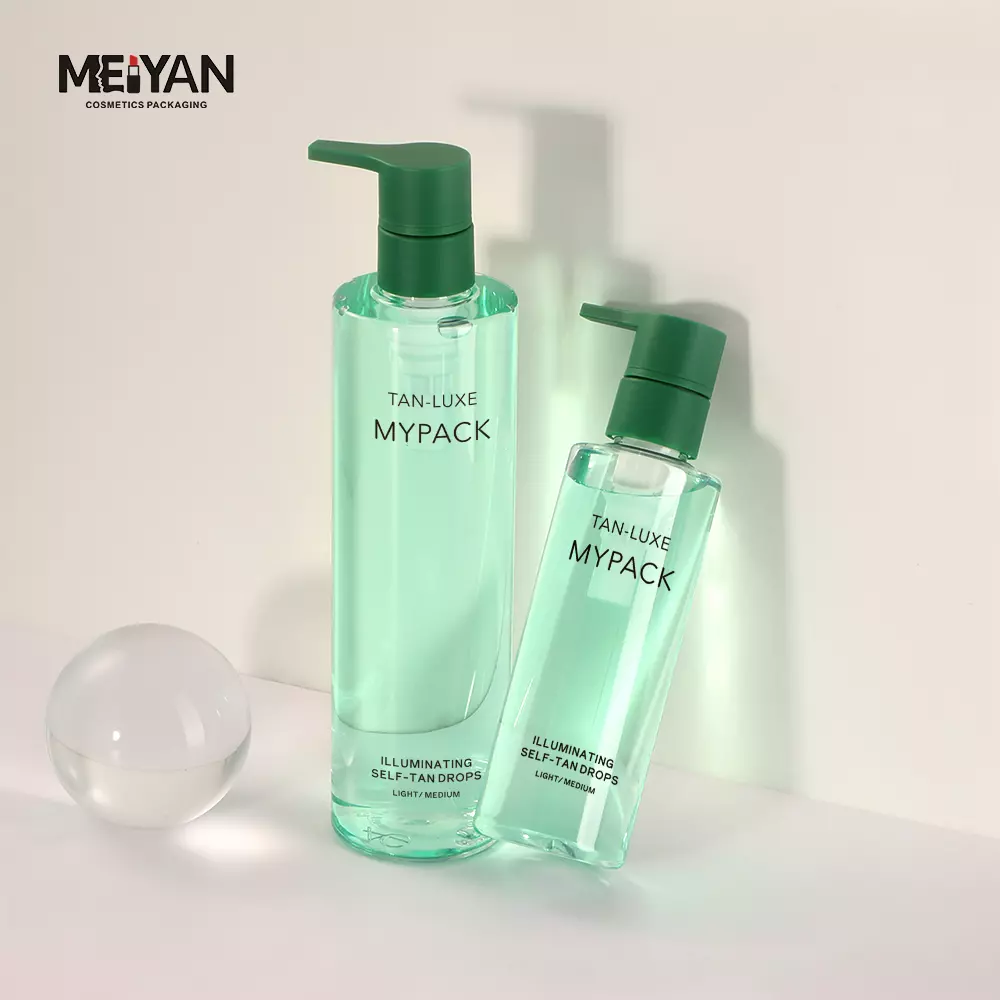 MYPACK luxury empty clear pet plastic cosmetic shampoo facial cleanser toner hand lotion bottle with dispenser 150ml 200ml 250ml