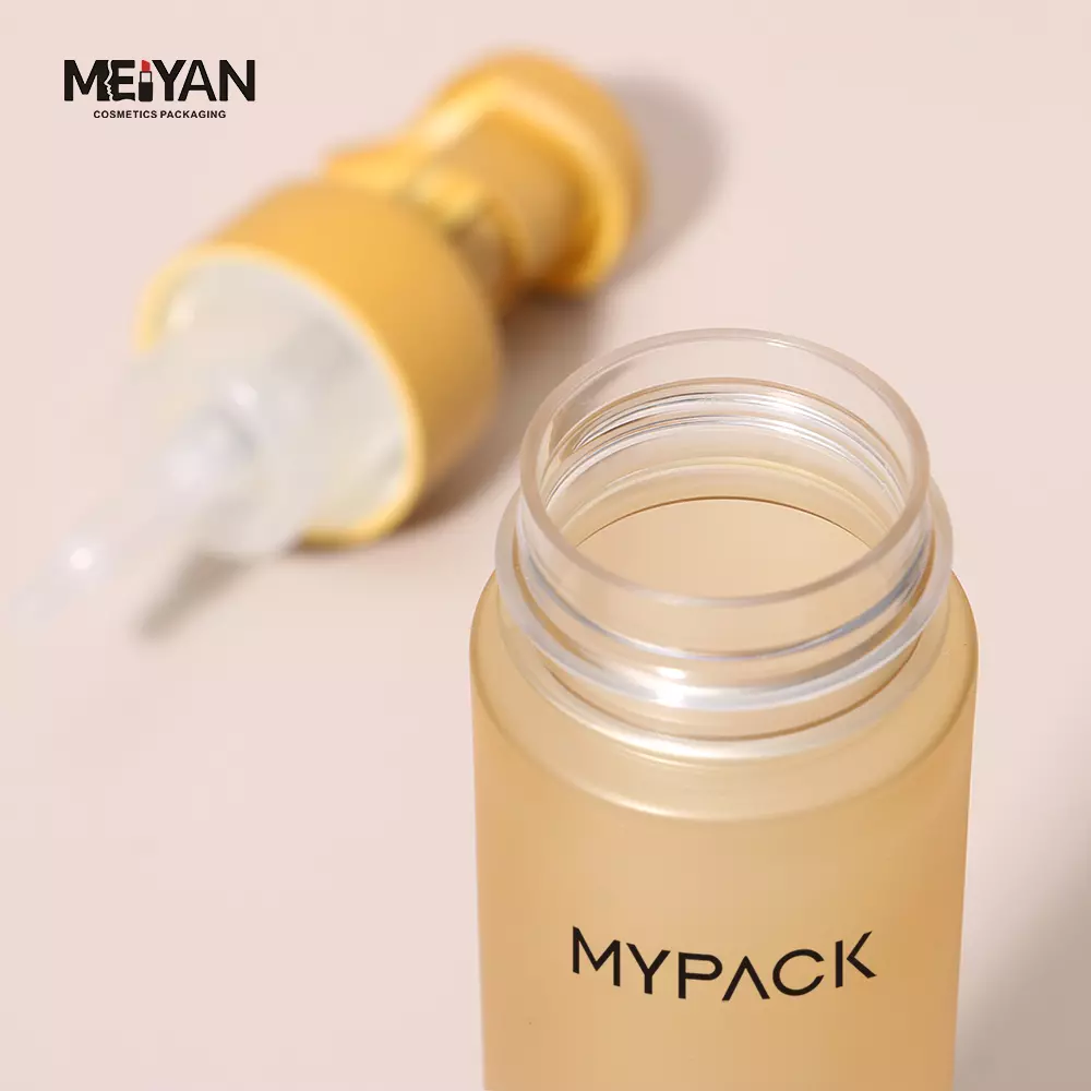 MYPACK new design pet clear frosted yellow 100ml 200ml 250ml round cylinder shampoo hand wash facial cleanser foam pump bottle