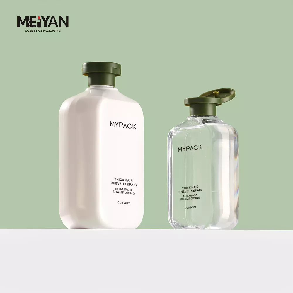 MYPACK luxury 50ml 100ml 250ml 500ml plastic pet square shape cosmetic serum shampoo body wash lotion bottle with flip cap