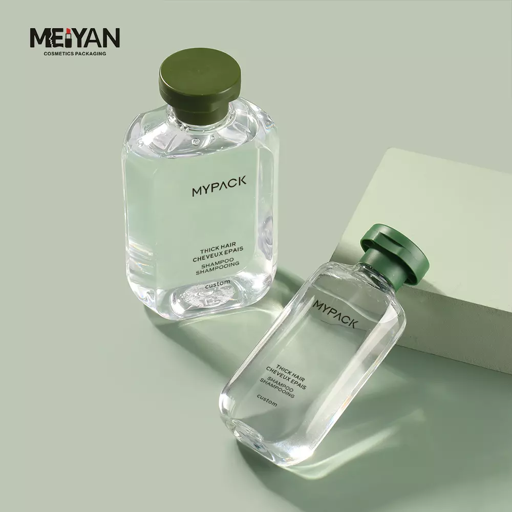 MYPACK luxury 50ml 100ml 250ml 500ml plastic pet square shape cosmetic serum shampoo body wash lotion bottle with flip cap