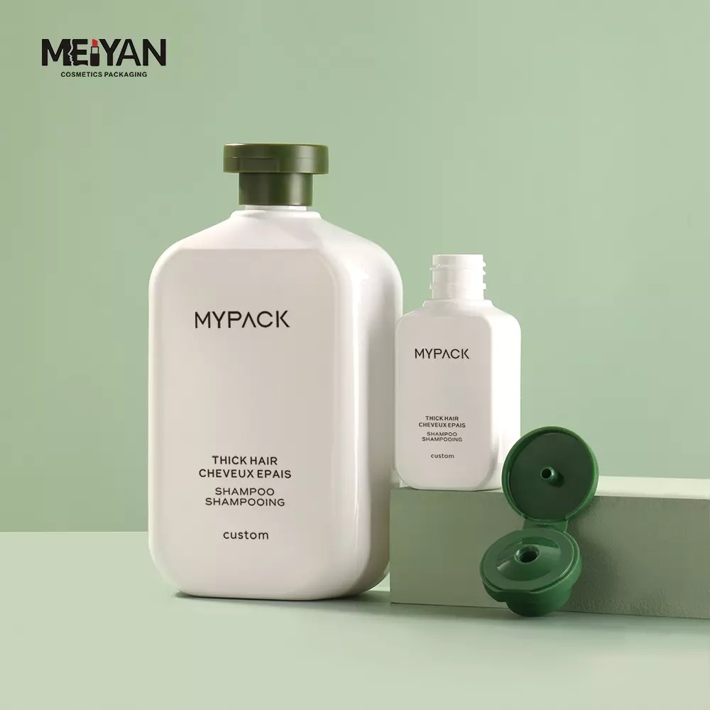 MYPACK luxury 50ml 100ml 250ml 500ml plastic pet square shape cosmetic serum shampoo body wash lotion bottle with flip cap