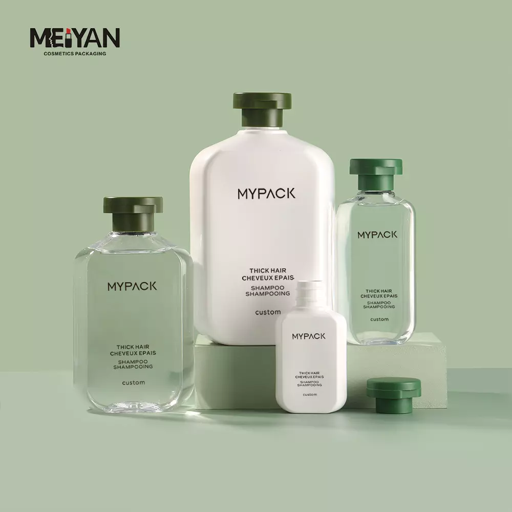 MYPACK luxury 50ml 100ml 250ml 500ml plastic pet square shape cosmetic serum shampoo body wash lotion bottle with flip cap