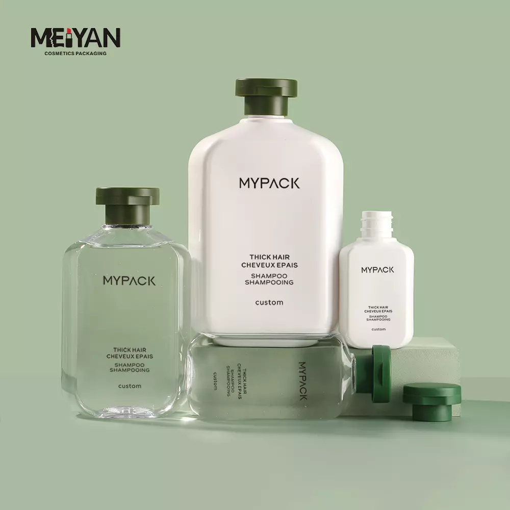 MYPACK luxury 50ml 100ml 250ml 500ml plastic pet square shape cosmetic serum shampoo body wash lotion bottle with flip cap