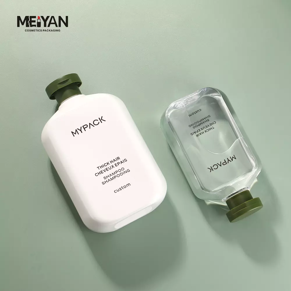 MYPACK luxury 50ml 100ml 250ml 500ml plastic pet square shape cosmetic serum shampoo body wash lotion bottle with flip cap