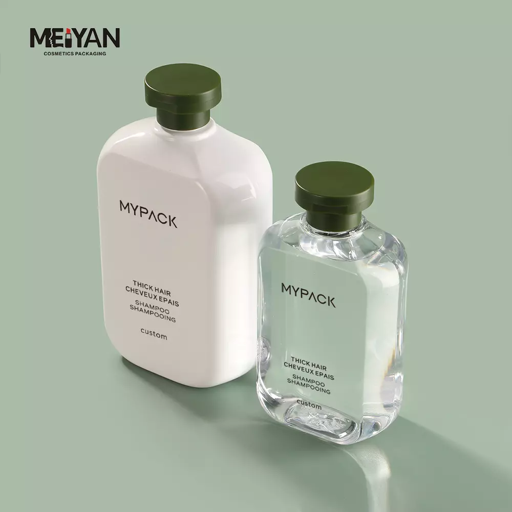 MYPACK luxury 50ml 100ml 250ml 500ml plastic pet square shape cosmetic serum shampoo body wash lotion bottle with flip cap