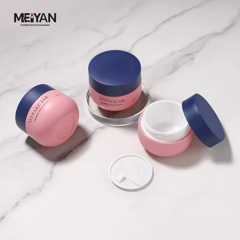 MYPACK custom matte pink pp plastic round thick wall empty cosmetic cream jar 50g with lids